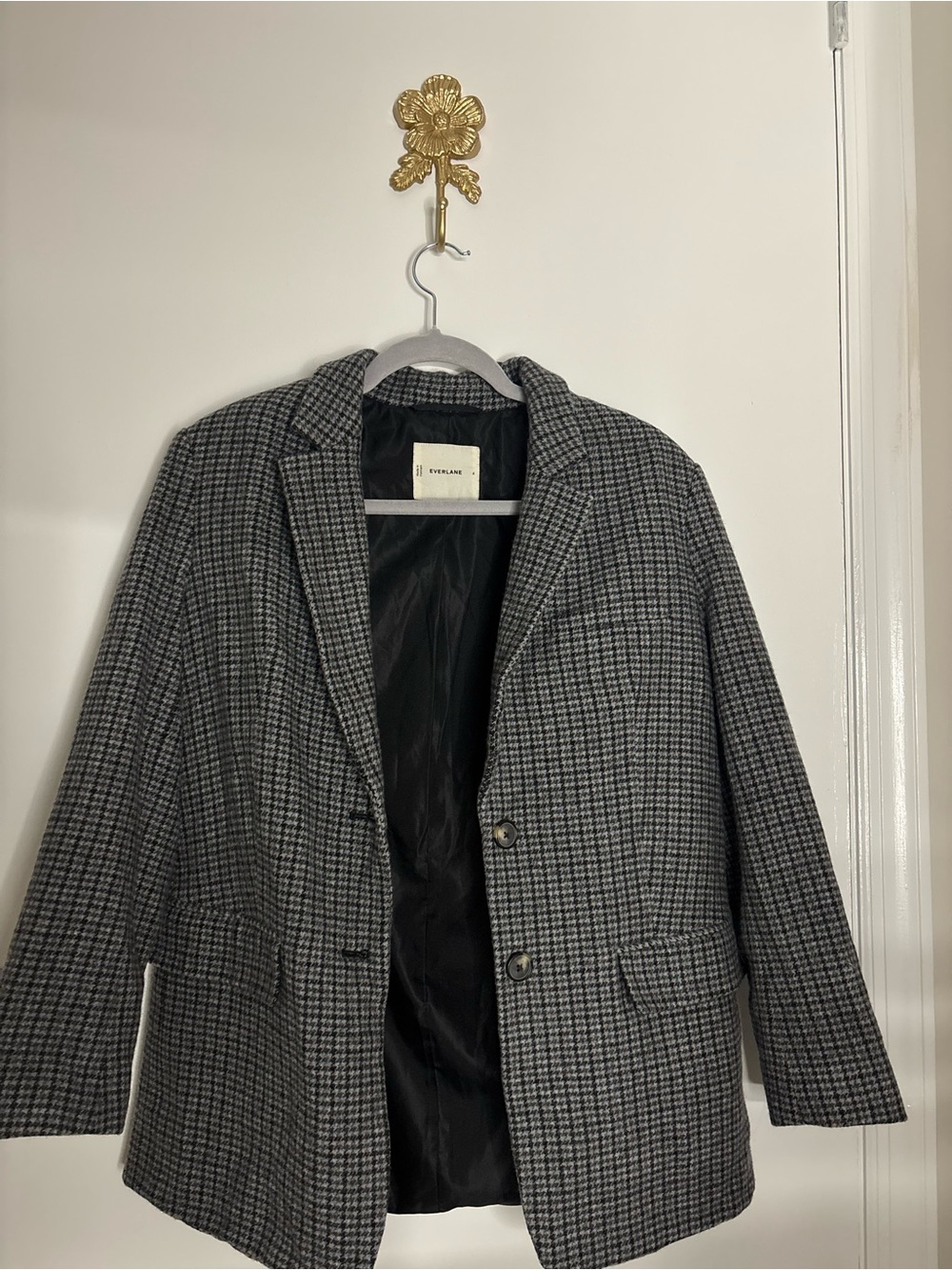 Everlane Gray Houndstooth Pea Coat